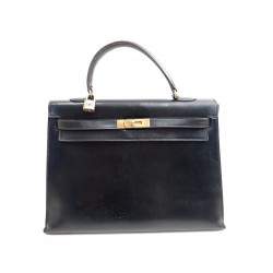 SAC A MAIN HERMES KELLY 35CM CUIR BOX NOIR 1972 