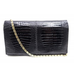 VINTAGE POCHETTE EN CUIR DE CROCODILE NOIR 