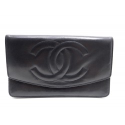 VINTAGE PORTEFEUILLE CHANEL CUIR NOIR 