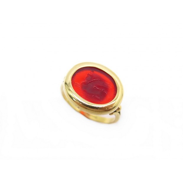 BAGUE CASOAR SPHINX EN OR 18K 4.2GR ET PATE DE VERRE T52 MOLTEN GLASS GOLD RING