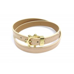 BRACELET LOUIS VUITTON DOUBLE TOUT EN CUIR MONOGRAM VERNIS ROSE PALE BANGLE 350€