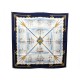 NEUF FOULARD HERMES LA MARINE EN BOIS HUGO GRYGKAR CARRE SOIE BLEU SCARF 350€