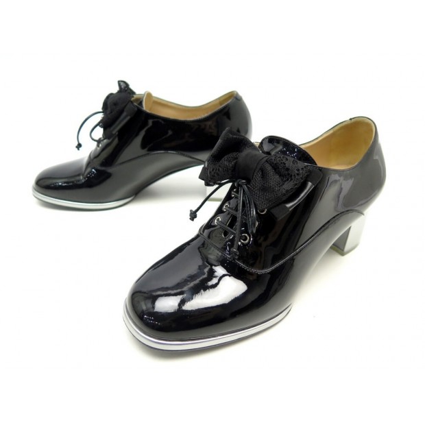 chaussures chanel g30262 37 richelieu a talons en cuir