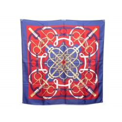 VINTAGE FOULARD HERMES EPERON D OR 1ERE EDITION 1974 SOIE ROUGE SILK SCARF 345€