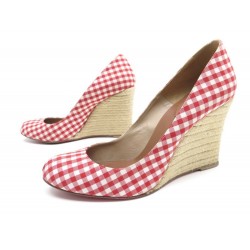 CHAUSSURES CHRISTIAN LOUBOUTIN 41 ESPADRILLES EN TISSU VICHY ROUGE SHOES 575€