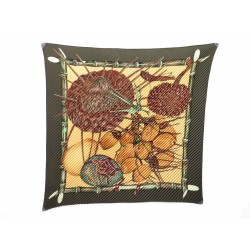 NEUF FOULARD HERMES LE JARDIN CREOLE EN SOIE PLISSEE KAKI SILK SCARF 345€