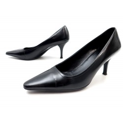 CHAUSSURES PRADA ESCARPINS 37.5 IT 38.5 FR EN CUIR NOIR + SAC BLACK SHOES 495€