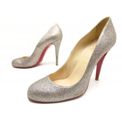  CHAUSSURES ESCARPINS CHRISTIAN LOUBOUTIN CUIR PAILLETTES 41 