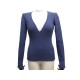 PULL YVES SAINT LAURENT M 38 COL V COTELE EN LAINE VIOLET LOGO YSL SWEATER 590€