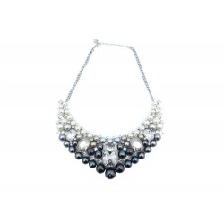 NEUF COLLIER SWAROVSKI RAS DE COU EN METAL PERLE STRASS + ECRIN NECKLACE 250€