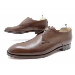 NEUF CHAUSSURES HERMES DERBY 42.5 HOMME CUIR MARRON BROWN LEATHER SHOES 660€