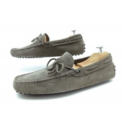 NEUF CHAUSSURES TOD S MOCASSINS GOMMINO 7.5 41.5 DAIM GRIS LOAFER SHOES 375