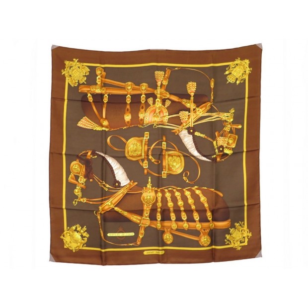 NEUF VINTAGE FOULARD HERMES HARNAIS DE COUR 1ERE EDITION 1977 CARRE SCARF 350€