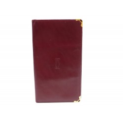 PORTEFEUILLE MUST DE CARTIER PORTES CARTES EN CUIR BORDEAUX CARDS BILLFOLD 310€