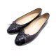 CHAUSSURES CHANEL A02819 40.5 BALLERINES EN CUIR NOIR BALLET FLAT SHOES 540€