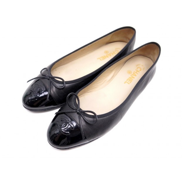 chaussures chanel a02819 40.5 ballerines en cuir noir