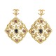 NEUF BOUCLES D'OREILLES CHANEL GRIPOIX PENDANTES METAL DORE PIERRE EARRINGS 750€