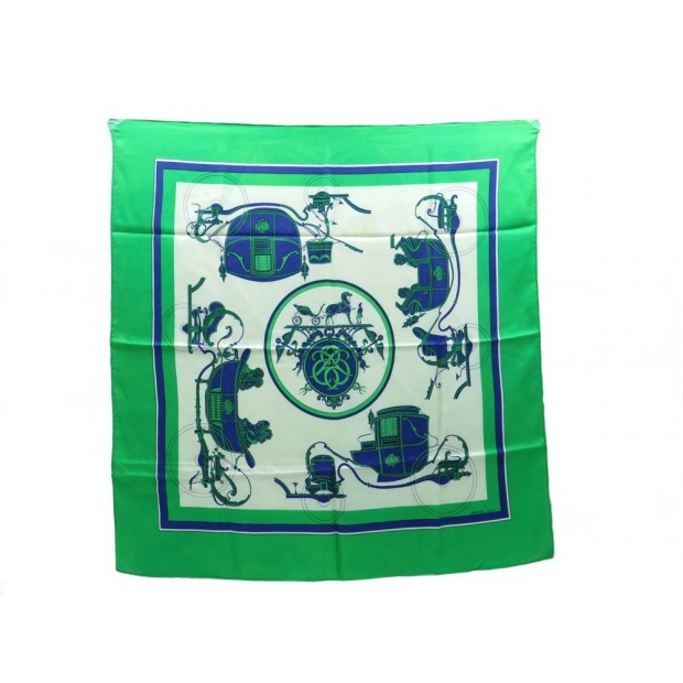 VINTAGE FOULARD HERMES EX LIBRIS 1ERE EDITION 1946 CARRE EN SOIE VERT SCARF 350€