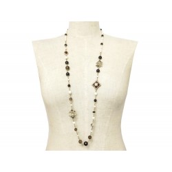 NEUF COLLIER CHANEL SAUTOIR EN METAL DORE ET PERLES CROIX GRIPOIX NECKLACE 1480€