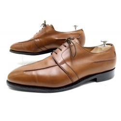 NEUF CHAUSSURES JOHN LOBB MILAN 10EE 44 LARGE CUIR MARRON PATINE + SAC 