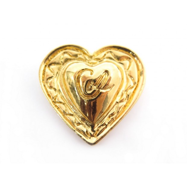 VINTAGE BROCHE CHRISTIAN LACROIX EN METAL DORE COEUR GOLDEN METAL HEART BROOCH