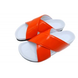 NEUF CHAUSSURES SANDALES CELINE BOXY FLAT 313263OBFC 20BQ 38 EN CUIR ORANGE 570€