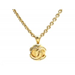 VINTAGE COLLIER CHANEL CHAINE AVEC PENDENTIF LOGO CC EN METAL DORE NECKLACE 680€