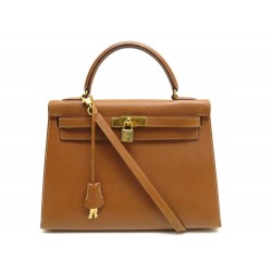 SAC A MAIN HERMES KELLY 32 CM CUIR COURCHEVEL GOLD BANDOULIERE BOITE PURSE 7200€