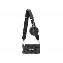 NEUF SAC A MAIN MIU MIU POCHETTE EN CUIR NAPPA MATELASSE NOIR BANDOULIERE 1520€