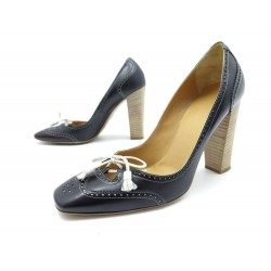 NEUF CHAUSSURES HERMES ESCARPINS 39 EN CUIR NOIR + BOITE SAC PUMP SHOES 650€