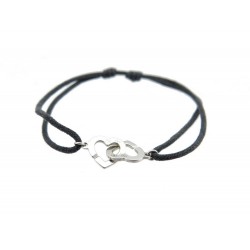 BRACELET DINH VAN DOUBLE COEUR R9 CORDON EN OR BLANC + ECRIN NECKLACE 450€