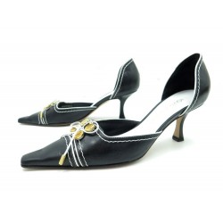 CHAUSSURES LOUIS VUITTON SOPHIE OPEN SIDE 37.5 ESCARPINS EN CUIR NOIR SHOES 680€