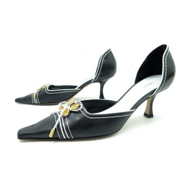 CHAUSSURES LOUIS VUITTON SOPHIE OPEN SIDE 37.5 ESCARPINS EN CUIR NOIR SHOES 680€