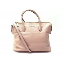 SAC A MAIN MIU MIU BANDOULIERE EN CUIR GRAINE BEIGE 34 CM LEATHER HAND BAG 1500€