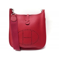 SAC A MAIN HERMES EVELYNE III 29CM EN CUIR ROUGE BANDOULIERE 2011 PURSE 2550€