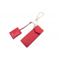 NEUF ETUI PORTE CLE DIOR EN CUIR ROUGE + MIROIR LEATHER POCKET KEY HOLDER 400€