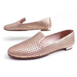 CHAUSSURES MIU MIU MOCASSINS SPIKE 37 IT 38 FR CUIR ROSE AVEC PICOS SHOES 595€