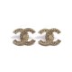 NEUF BOUCLES D'OREILLES CHANEL LOGO CC & STRASS A86504 METAL DORE EARRINGS 420€