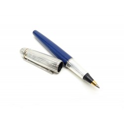 STYLO BILLE ROLLERBALL PASHA DE CARTIER EN LAQUE BLEUE PLAQUE ARGENT PEN 750€