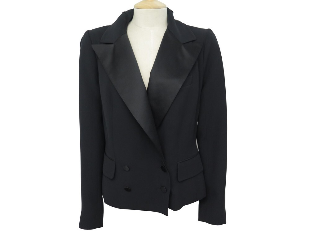 Veste manteau collier Louis Vuitton monogramme soie noire CAPE, VISON,  taille 36
