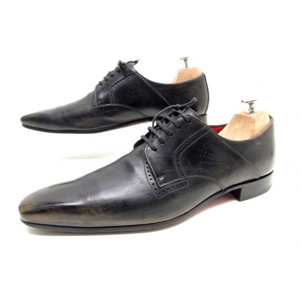 CHAUSSURES GERARD SENE 10 44 DERBY CUIR PATINE SANGLIER NOIR & MARRON SHOES 790€