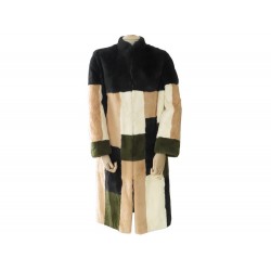 NEUF MANTEAU LEGER CACHAREL S M 38 VESTE EN FOURRURE PATCHWORK DE LAPIN 650€