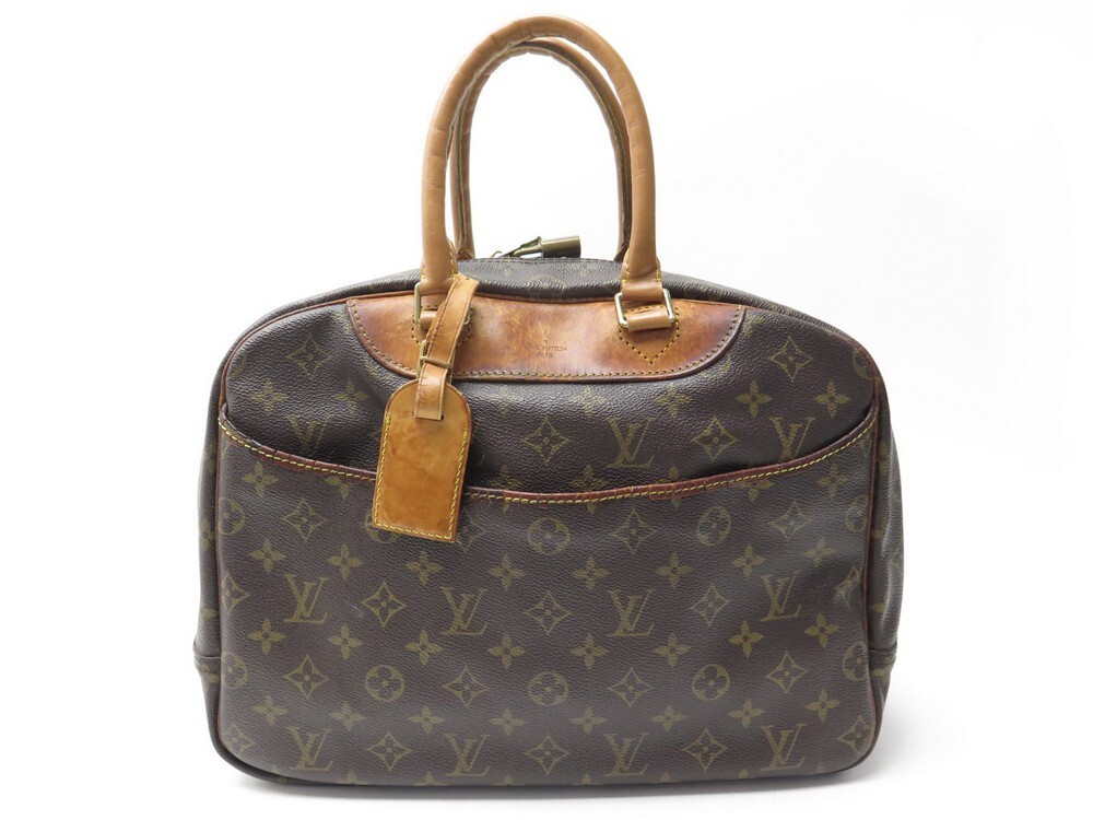 Louis Vuitton, Bags, Louis Vuitton Lv Logo Deauville Hand Bag Monogram  Leather Brown M4727 France