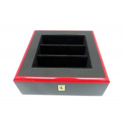 NEUF PORTE CARTES DE VISITE DE BUREAU FERRARI 05847 EN BOIS & CARBONE NOIR 240€