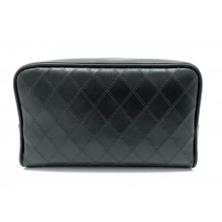 NEUF TROUSSE DE TOILETTE CHANEL CUIR NOIR + BOITE 