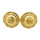 NEUF BOUCLES D'OREILLES CHANEL A CLIPS MEDAILLON LOGO CC METAL EARRINGS 420€