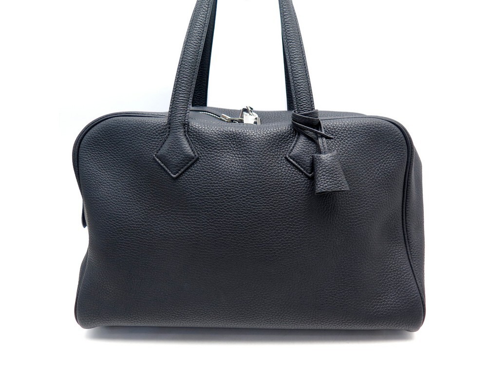Hermes Black Leather Victoria II Fourre Tout 35 Bag Hermes