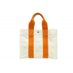 SAC A MAIN HERMES TOTO 35CM EN TOILE BEIGE & ORANGE + BOITE PURSE 800€