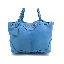  SAC A MAIN ZADIG ET VOLTAIRE CUIR VACHETTE BLEU 