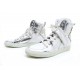 BASKETS MONTANTES PHILIPP PLEIN 43 FIGHT CLUB EN CUIR BLANC ARGENT SNEAKERS 600€